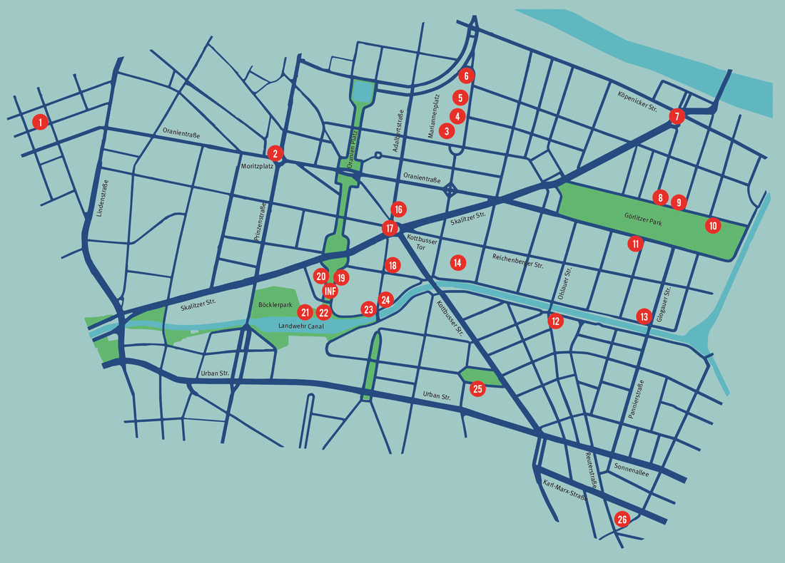 Mapa de intervenciones en Kreuzberg 36
