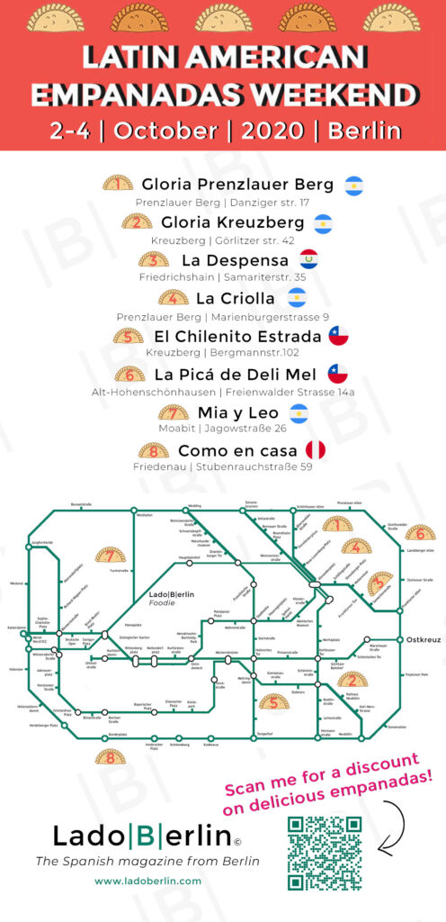 Restaurant Map - 1st Festival of Latin American Empanadas in Berlin 2-4 October 2020 - organized by the Spanish Magazine from Germany Lado|B|erlin.