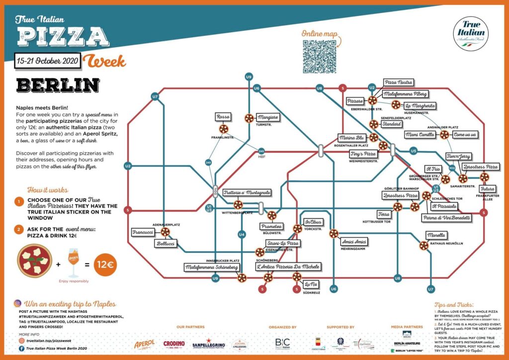 Mapa True Italian Pizza Week Berlin 2020.
