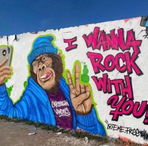 Eme Freethinker grafiti mono I wanna rock with you